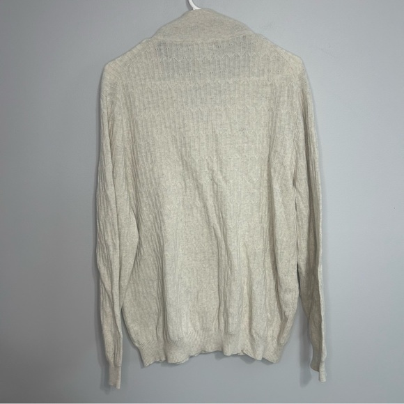 Tasso Elba Men's Cream Ivory Pullover Quarter Zip-Up Cotton Sweater Size XL - Picture 5 of 6